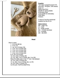 an instruction manual for making a teddy bear