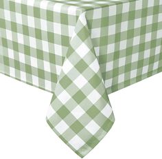 a green and white checkered table cloth