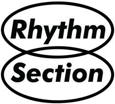 two oval labels with the words rhythm and section in black on a white background