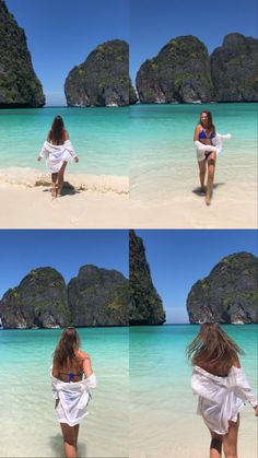 two girls playing on the beach with rocks in the background