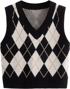 Tennis Inspired Outfits for Women - The Tennis Aesthetic — Weeno Social | Party Planning Made Easy Sweater Vest Black, Plaid Sweater Vest, Argyle Sweater Vest, Sleeveless Sweater Vest, Plaid Sweater, Classic Sweater, Vest Pattern, Argyle Sweater, Top Sweater