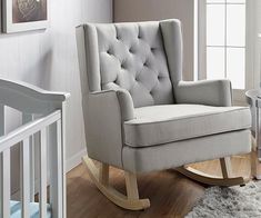 Babylo Soothe Easy Chair & Rocker 2 in 1 - Natural Grey - Babylo - We Love Baby Breastfeeding Chair, Chair Nursery, Wood Rocking Chair, Stylish Nursery