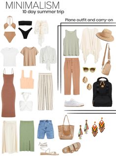 Minimalist packing list minimalism 10 days Packing List Minimalist, Summer Packing List, Plane Outfit, Summer Packing Lists, Minimalist Packing, Summer Packing, Packing Guide