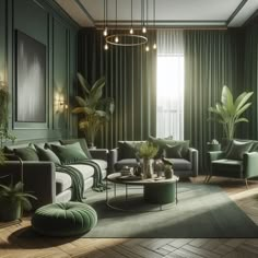 Forest Green Dark Green Living Room Moss Green Curtains Emerald Green Living Room, Dark Nautical, Green Living Room Ideas, Living Room Elegant, Dark Green Living Room, Future Interior Design, Green Sofa Living Room, Picture On The Wall, Green Living Room