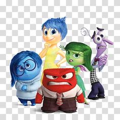 cartoon characters from inside out with their faces in different colors and sizes, transparent background png