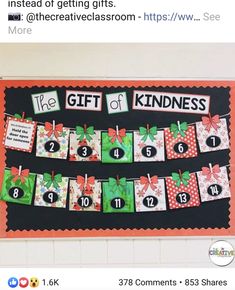 a classroom bulletin board with the words gift of kindness on it and an image of shamrocks