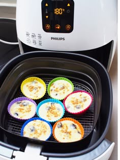 some food is being cooked in an air fryer