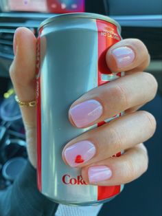 Valentine Shellac Nails, Gel Mani Short Nails Valentines, Valentines Nails Shellac, Valentines Nails For Short Nails, Valentine’s Day Nails Gel Short, February Manicure Ideas, Valentine Sns Nails, Shellac Valentines Day Nails, Valentines Nails Short Gel