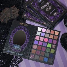 Unleash your dark side this Halloween with the Moonlight Magic 35 Shade Palette—the ultimate companion for all gothic beauty enthusiasts! Designed for those who dare to dance in the shadows, this palette is your essential tool for conjuring spellbinding looks that mesmerize and bewitch.🔮 Enchanting Features:• 35 Bewitching Shades: Dive into a cauldron of colors, from spellbinding blacks to wicked purples and shimmering silvers. Each shade is crafted to help you brew up looks that are irresistib Goth Eyeshadow Palette, Dramatic Eyeliner, Beauty Spells, Dr Wardrobe, Purple Gothic, Dramatic Hair, Gothic Chic, Makeup Sets, Artist Tips