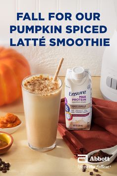 Looking for some healthy smoothie inspiration? Use nutrient-packed Ensure® shakes as a base for delicious creations, like our Ensure® Max Protein Pumpkin Spiced Latté.

Maximize nutrition in every sip. Visit Ensure.com for full recipe details. Easy Shakes, Smoothie Recipes Protein, Smoothie Inspiration, Protein Breakfast Smoothie, Pumpkin Spiced Latte, Recipes Protein, Pumpkin Spiced Latte Recipe, Keto Drinks, Smoothie Drink Recipes