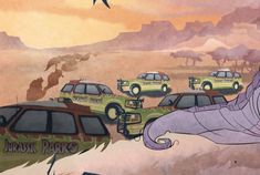 an image of a cartoon scene with cars in the background