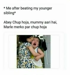 an image of a child crying with the caption'me after beating my younger sibling '