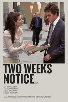 two weeks notice movie poster with man and woman in business attire talking to each other