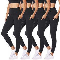 PRICES MAY VARY. 【WORTH THE COST】- You can get 4 pairs of leggings for women all in one. Each legging with high quality only needs less than $7. Rich color collocation for womens' leggings underlines women's youth and vitality. We know this workout legging will become a new favorite of yours. 【LEGGINGS WITH TWO DEEP POCKETS】 Our Leggings have two large side pockets for your key and mask and even a 6.5-inch mobile phone, not easy to fall out, free your hands and you can better focus on your activ Workout Legging, Gym Tights, Yoga Pants With Pockets, Black Yoga Pants, Warm Leggings, Workout Clothing, Athletic Workout, Black Yoga, Athlete Workout