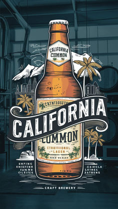 a beer bottle with the words california on it