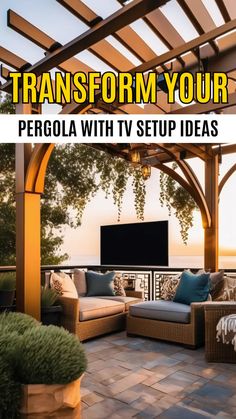 Transform Your Pergola with TV Setup Ideas Outdoor Television Ideas Patio, Patio Tv Mount Ideas, Tv Setup Ideas, Outdoor Tv Area, Outdoor Tv Ideas, Tv Mount Ideas