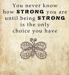 an old paper with the words you never know how strong you are until being strong is the only choice you have