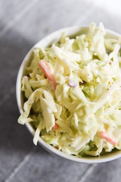 red lobster coleslaw recipe in a bowl with the title overlay reading, red lobster coleslaw recipe