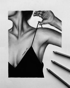 a pencil drawing of a woman's bra