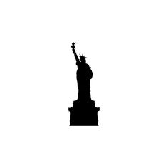 the statue of liberty silhouetted against a white background