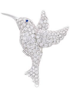 Platinum and Diamond Bird Brooch, Tiffany & Co.  The stylized hummingbird encrusted with round diamonds approximately 5.00 cts., accented by one small round sapphire eye, signed Tiffany & Co., 1996, Bird Jewellery, Hummingbird Jewelry, Squirrel Pictures, Sapphire Eyes, Antique Tiffany, Jewellery Diamond, Face Jewellery, Luxury Garden, Jewelry Brooch