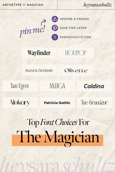 the top ten font choices for the magician