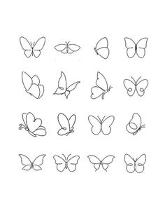 the outlines of different butterflies on a white background