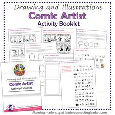 an activity booklet for children to learn how to draw and illustrations with the comic artist