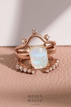 Level up your style with authentic Moonstone jewelry. At Moon Magic, our glam Moonstone jewelry is made with real gems only. Shop now to get yours! Raw Crystal Ring, Moonstone Stone, Moonstone Earrings, Vermeil Jewelry, Moon Magic, Moonstone Jewelry, Crystal Ring, Rose Gold Jewelry