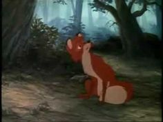 the fox and the hound is sitting in the woods