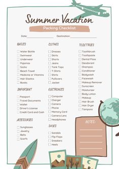 a printable vacation packing checklist