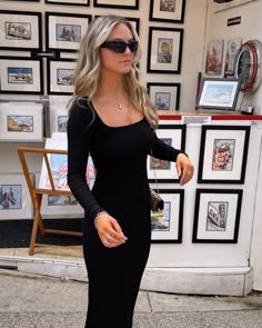 Long Sleeved Skims Dress, Skims Black Dress Long Sleeve, Maxi Ribbed Dress Outfit, Skims Long Sleeve Dress Outfit, Black Long Sleeve Dress Casual, Long Sleeve Skims Dress Outfit, Long Dress And Sneakers Outfit, Skims Dress Styled, Dress Sneakers Outfit