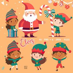 christmas elfs and elves with candy canes