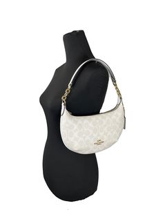 Style: Coach Payton Shoulder Bag (Chalk/Glacier White) Material: Leather/PVC Features: zip Closure, Fabric Lined, Signature Coach Design Measures: 10" L x 6" H x 1" D White Purse, Style Coach, White Purses, Pretty Bags, White Material, Leather Shoulder Bag, Chalk, Purse, Shoulder Bag