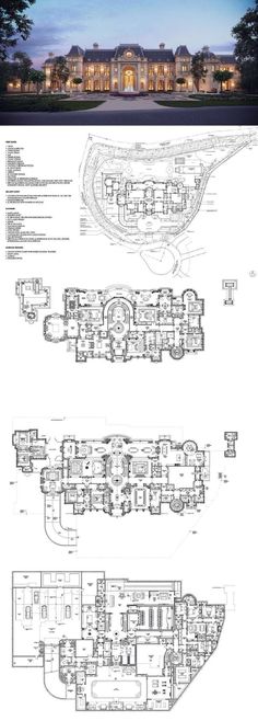 the floor plan for this mansion is shown in blueprints and has multiple levels