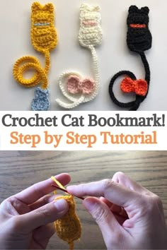 crochet cat bookmark step by step with instructions to make it easy and fun