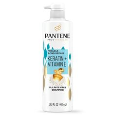 BOND REPAIR FOR YOUR HAIRVisibly repair 8 signs of damage - frizz, dullness, roughness, breakage, tangles, flyaways, split-ends and dryness, to restore softness and vibrancy. Pantene Pro-V Miracles Miracle Bond Repair Sulfate-Free Shampoo, made with Keratin and multi-vitamin complex, gently cleanses without drying. It's even safe for color-treated hair while building bonds for softer, more vibrant hair.HOW TO USEStart your hair repair routine! Massage Pantene Pro-V Miracle Bond Repair Sulfate-Fr Biotin And Collagen Shampoo, Whimsical Hair, Biotin Shampoo, Vibrant Hair, Body Shampoo, Herbal Essences, Best Shampoos, Sulfate Free Shampoo, Sulfate Free