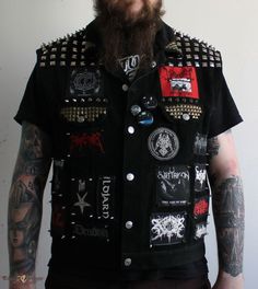 Diztrakta's Darkthrone, Absu, Watain, black metal battle jacket Battle Jacket | TShirtSlayer Black Metal Jacket, Battle Jacket Metal, Metal Battle Jacket, Spiked Leather Jacket, Metalhead Fashion