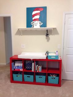 the cat in the hat themed nursery room