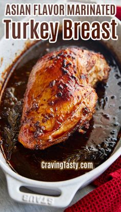 I love this roasted turkey breast. It's insanely delicious. It's marinated, then roasted in a delicious garlic/honey/soy/herb marinade that adds great depth of flavor. If you are looking for an alternative to roasting a whole turkey for a holiday dinner, look no further. You will love this roasted turkey breast. Marinated Turkey Breast, Herb Marinade, Marinated Turkey, Chicken Thigh Marinade, Garlic Honey, Turkey Breast Recipe, Roast Turkey Breast