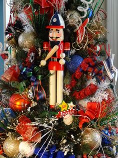 a christmas tree with a nutcracker on it