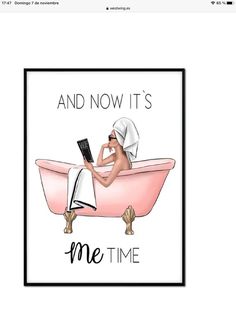 a man sitting in a bathtub with a book on it's lap and the words and now it's me time