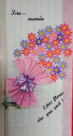 a door decorated with pink and purple flowers