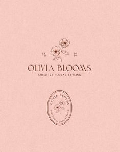 the logo for olvia blooms creative floral styling, which has been designed in pink and gold