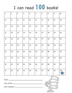 the i can read 100 books printable worksheet is shown in this image