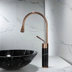 48273205461296 Copper And Marble, Vessel Faucets, Rose Gold Marble, Sink Mixer Taps, Nordic Lights, Marble And Gold, Marble Bathroom, Brass Accents, Gold Marble