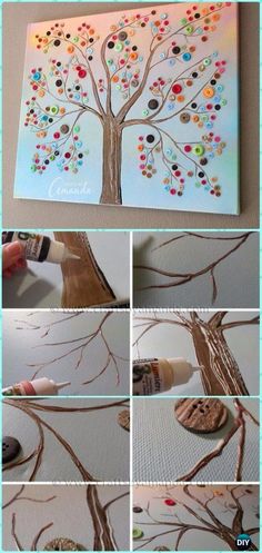 an art project that uses buttons to make a tree