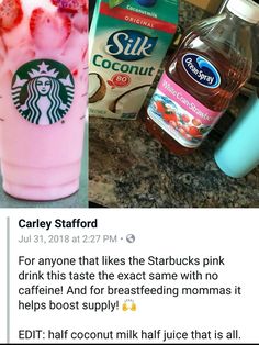 the starbucks drink is pink and has strawberries in it