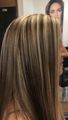 Highlights by Myriam at Hair Pleasures Salon La Habra CA Brown Hair Honey Highlights, Skunk Hair, Color Hairstyles, Hair Dyed, Chunky Highlights, Balayage Hair Dark, Hair Streaks, Dyed Hair Inspiration