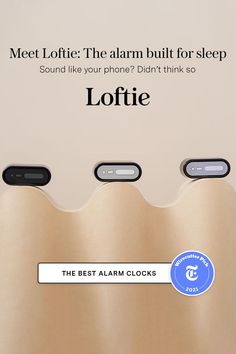 an advertisement for the best alarm clocks in the world, with three different buttons on each side